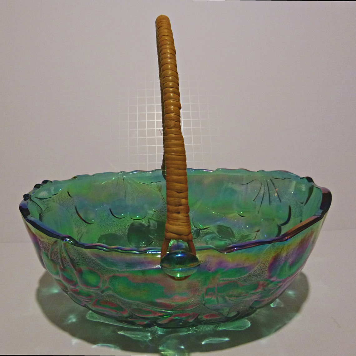Vintage Fruit Bowl Blue Carnival Glass Oval Fruit Bowl Etsy
