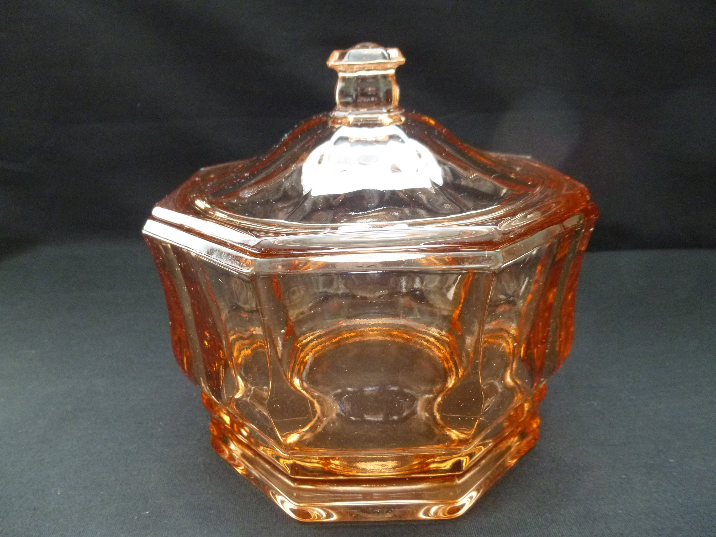 Kitchen & Dining Dining & Serving Vintage Heavy Glass Candy Dish Clear Thick Crystal Like Lidded