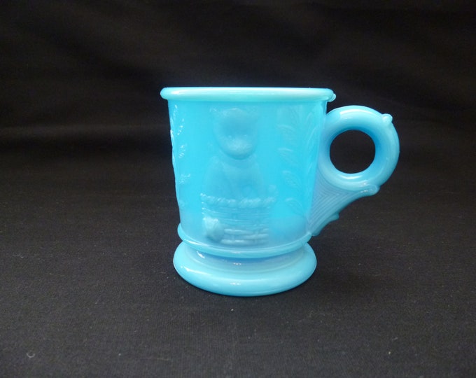 Vintage Mosser Blue and White Milk Glass Childs Cup Etsy