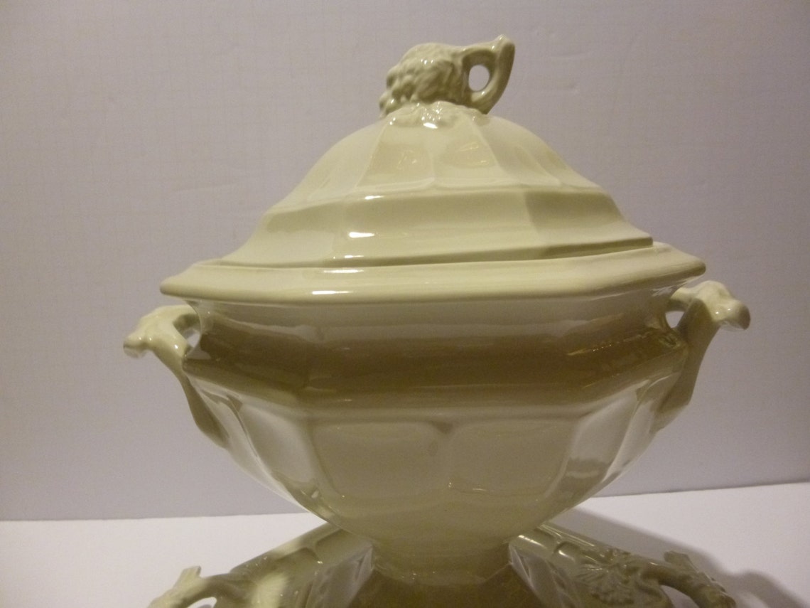 Vintage Red Cliff Ironstone Soup Tureen, Grape Pattern, With Lid, Ladle