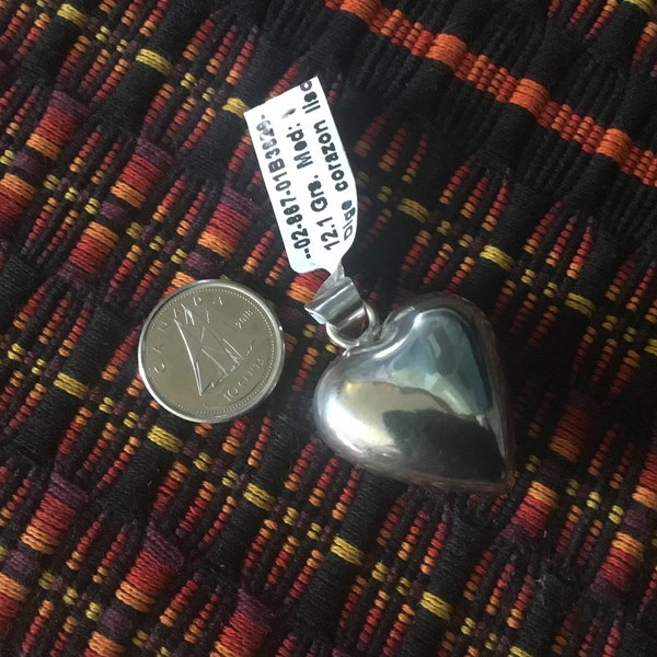 Large Vintage Puffy 925 silver heart