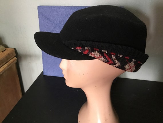 Men’s 1950’s wool cap with knit ear warmer - image 1