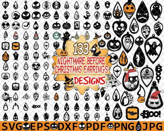 133 Nightmare Before Christmas Earrings SVG Halloween | Etsy