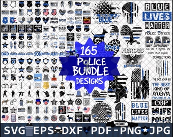 165 Designs Distressed Flag| Police Thin Blue Line SVG Bundle Back|The Blue Lives Matter| Badge| Wife| Mom| I've Got Your Six,Daddy Blue SVG