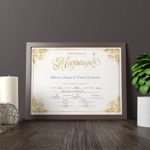 Editable Modern Marriage Certificate Editable Canva Template, Printable Certificate of Marriage Keepsake, Wedding Gift for Couples image 7