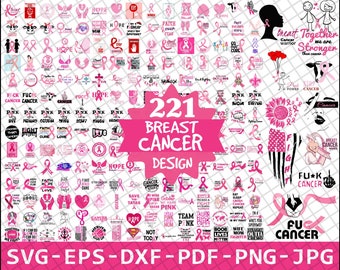 Breast Cancer Bundle Svg, Cancer Awareness Svg, Breast Cancer Shirt, Cancer Ribbon Svg, Silhouette Cut Files,  Svg, Dxf, Eps, Pdf, Jpg, Png.