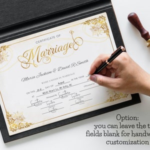 Editable Modern Marriage Certificate Editable Canva Template, Printable Certificate of Marriage Keepsake, Wedding Gift for Couples image 5