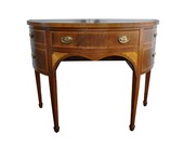 Baker Furniture Satinwood and Mahogany Demilune Server Table