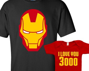 Fathers Day Gifts From Son I Love You 3000 Father Son Matching Outfit Daddy Daughter Tops Iron Man T Shirt Baby Girl Kid Dad Present Photos