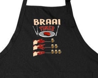 Funny Grill Apron For Men Apron with Pockets Gift Idea for Dad Gag Gifts for Him Cooking Guys Husband Birthday Present Braai Meat Lover Beer