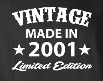 Camiseta de cumpleaños número 21 nacida en 2001 (año personalizado) Regalos de 21 años para el regalo superior de 21 días para él Regalo de cumpleaños número 21 Para hombres Damas Tee