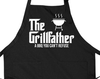 The Grillfather Apron with Pockets Fathers Day Gift for Husband Grill Apron for Dad Gift Idea for Dad Birthday BBQ Gift For Husband Daddy