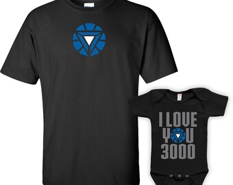 Father Son Matching Shirts Father and Son Gift Dad and Son TShirts Fathers Day Present Iron Man T Shirt I Love You 3000 Daughter Child Kid