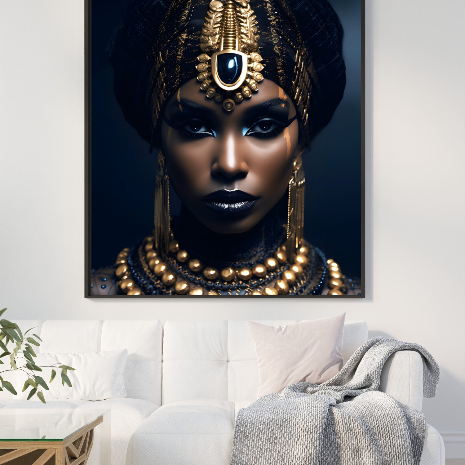 African Queen in Gold Wall Art Printable Wall Art Afro Digital Artwork