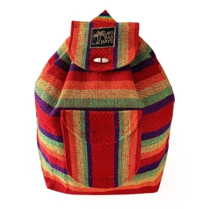 NO BAD DAYS ® Baja Backpack Mexican Bag Hand Made Book Bag Bright Rainbow Ethnic Beach Rucksack Boho Knapsack