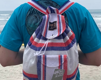 Green And Blue Mexican Baja Backpack