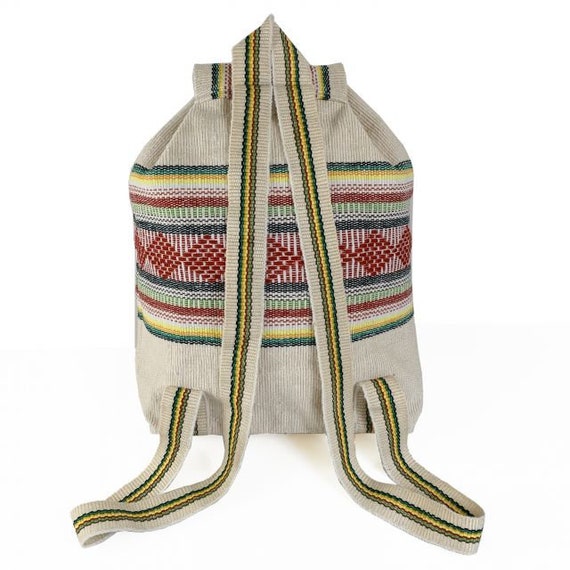 Vintage Baja bohemian surf striped blanket beach backpack drawstring bag OBX Amazon.com | Needzo Mini Baja Drawstring Backpack, Woven  main image 3