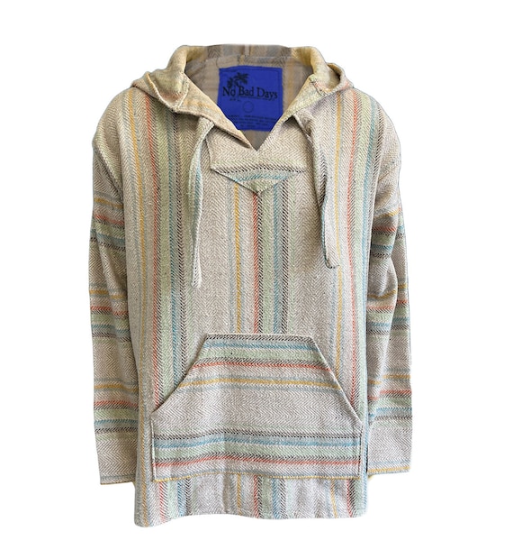 No Bad Days Baja Hoodie Mexican Poncho Sand Pastel Aqua Sun Yellow Etsy