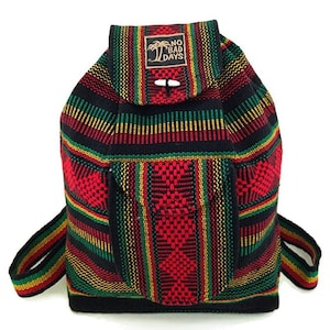 NO BAD DAYS ® Sac à dos Baja Sac mexicain fait main Cartable Rasta Ver 3 Sac à dos de plage ethnique Sac à dos bohème