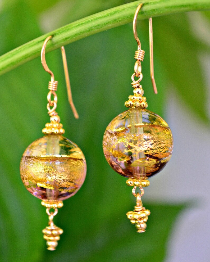 Murano Glass Earrings Glass Jewelry Gold Drop Etsy
