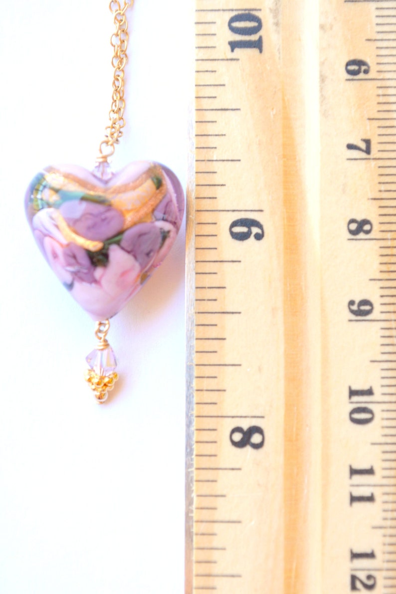 Floral Heart Necklace Daughter Valentines Day Gift Sister Mom Murano Glass Gift for Her