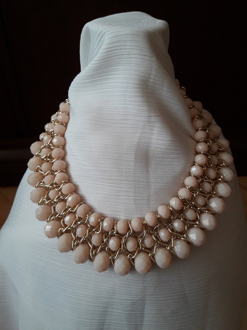 Multi-Strand Braided Crystal Bead Statement Necklace Chunky weave Necklaces Wedding Jewelry
