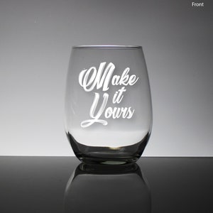 Verre à vin sans pied gravé personnalisé - Message pour lui ou elle, félicitations, 21e anniversaire, anniversaire de mariage