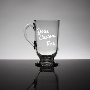 Custom Carved Irish Coffee Mug - Personalized Sandblasted Glass