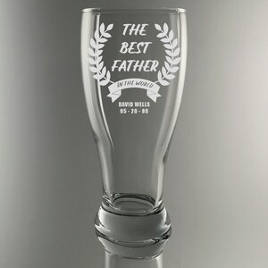 Father Gift - Best Father (English or Spanish) - 20oz Beer Glass - Sandblasted