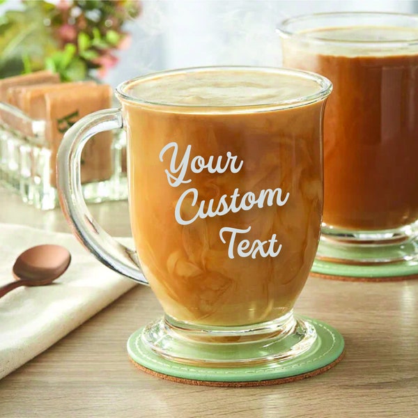 Personalized Glass Coffee Mug - Custom Etched Office Gift for Mom, Dad, Grandmother - Mothers Day, Fathers Day, Thank You (16oz)