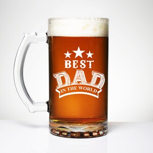 Meilleur papa au monde Verre de bière gravé sur mesure, Message pour lui, Félicitations, Cadeaux pour bébé, Fête des pères, Cadeaux pour lui