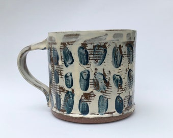 Mug / Cup - Handmade Whimsical Handbuilt Ceramic Stoneware Pottery