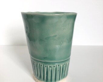 Porcelain Cup — Handbuilt Ceramic with Celadon Glaze