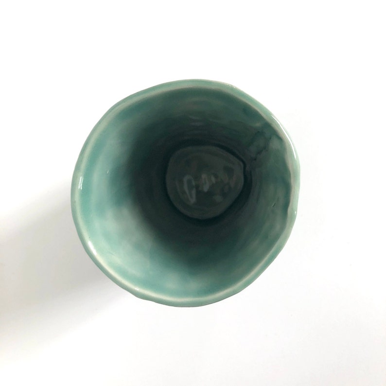 Porcelain Cup Handbuilt Ceramic with Celadon Glaze image 3