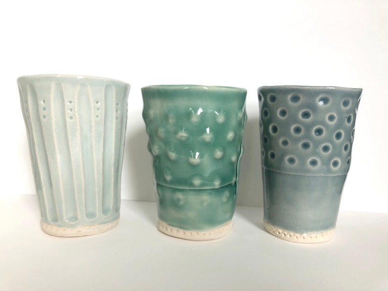 Porcelain Cup Handbuilt Ceramic with Celadon Glaze image 4