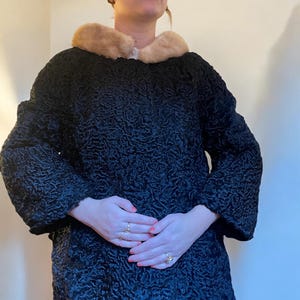 1950s curly lamb fur coat with fur trim, by &quot;Jamestown&quot;