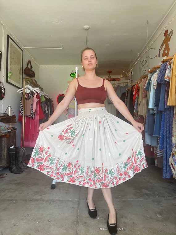 1940s rare skirt with cactus/desert print, full ci