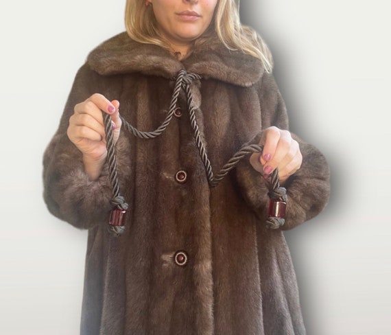 1940s rare brown teddy faux fur coat with silk ro… - image 3