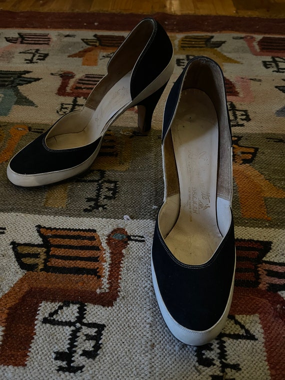 1930s Art Deco black and cream color block heels,… - image 6
