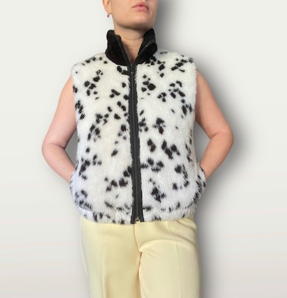 1970s Dalmatian Faux Fur Teddy Vest, Zip up Front - Etsy