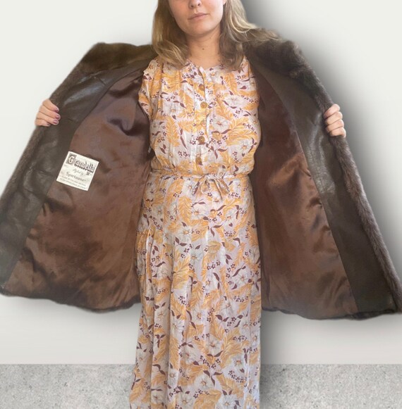 1940s rare brown teddy faux fur coat with silk ro… - image 6