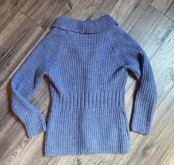 1930s Knit Wool Cardigan, Cornflower Blue, Brown … - image 8