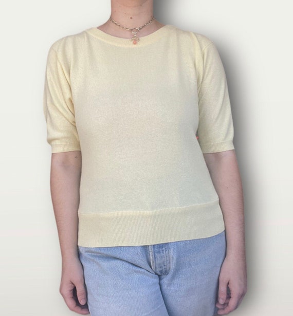 1980s archival Chanel butter yellow cashmere sweat