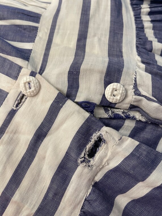 1940s blue and white chevron striped cotton dress… - image 6