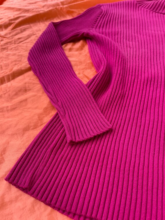 1970s Pierre Cardin hot pink fuschia ribbed cotto… - image 6