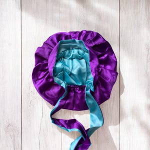 DOUBLE layer satin bonnet, large reversible bonnet, elastic, adjustable sleep cap, head wrap, protects hair from damage while sleeping.