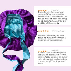 DOUBLE layer satin bonnet, large reversible bonnet, elastic, adjustable sleep cap, head wrap, protects hair from damage while sleeping.