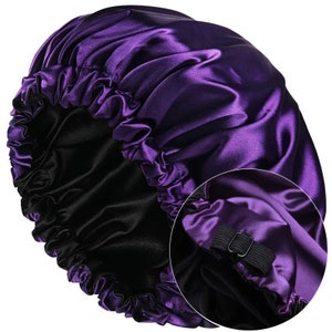 ADJUSTABLE, high quality, double layer reversible hair bonnet/head wrap. Protects hair from damage while sleeping.