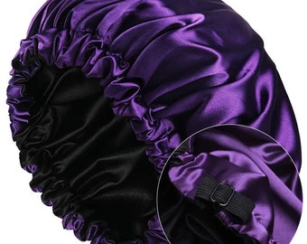 Bonnet/châle réversible de haute qualité, double épaisseur, réglable. Protège les cheveux des dommages pendant le sommeil.