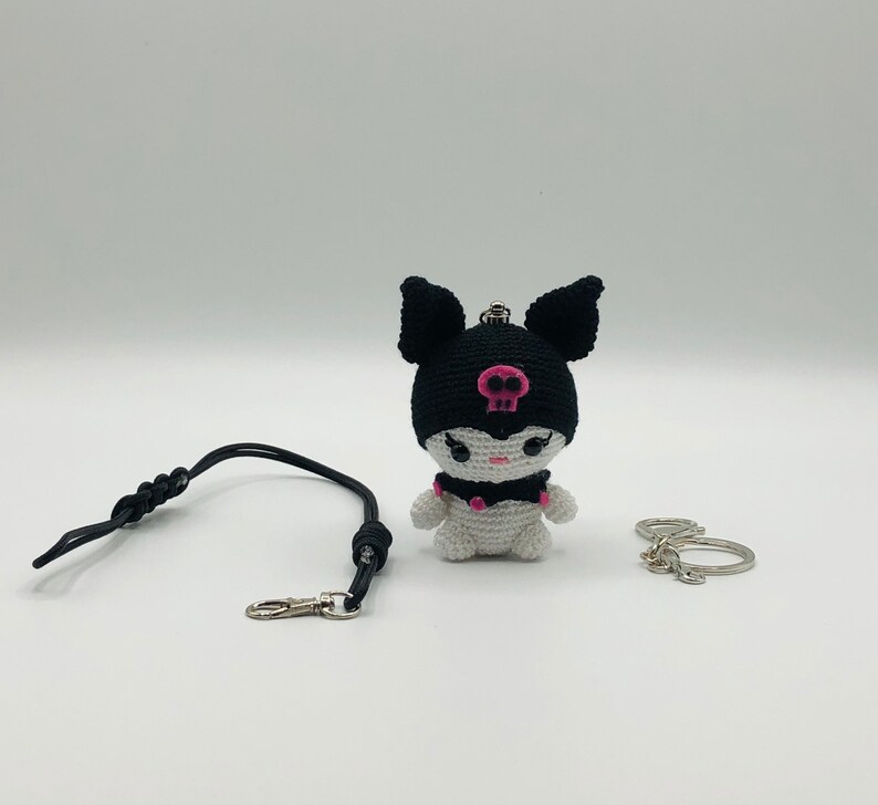 Crochet Kuromi Keychain / Rear View Mirror Accessories Etsy